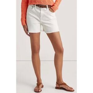 Lauren Ralph Lauren Womens White Shorts Plus Size 22W Raw Fringe Hem High Rise